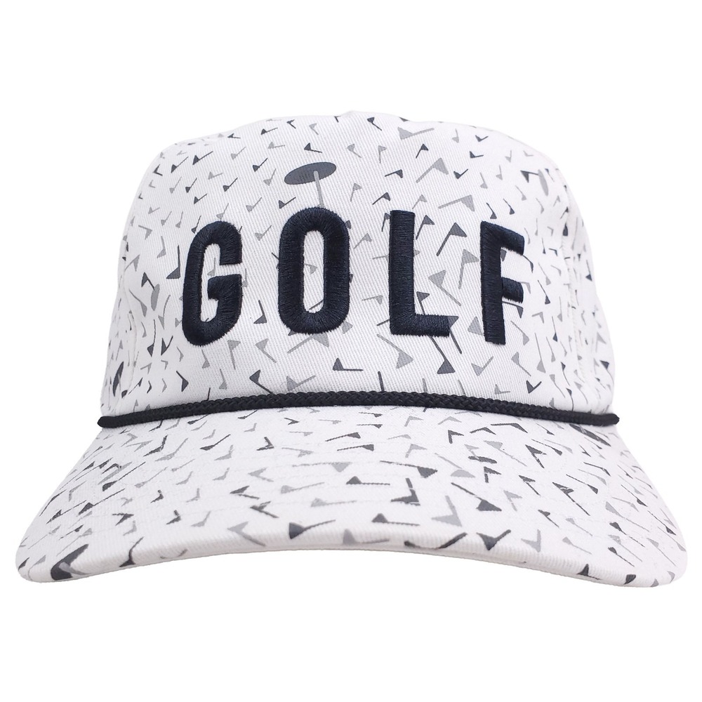 Adidas Golf‎ Snapback Hat Cap Embroidery Logo Allover Print Flag Art White New
